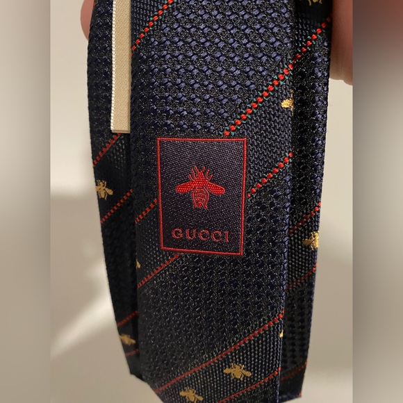 NWOT Gucci Men’s Bee Web Silk Tie - Picture 7 of 9